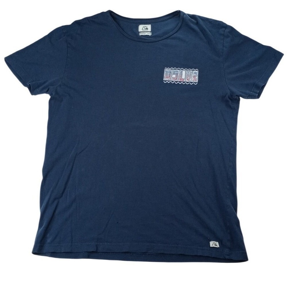 Quiksilver Women's Navy Blue Graphic‎ T-Shirt Surf Wave Logo Size L